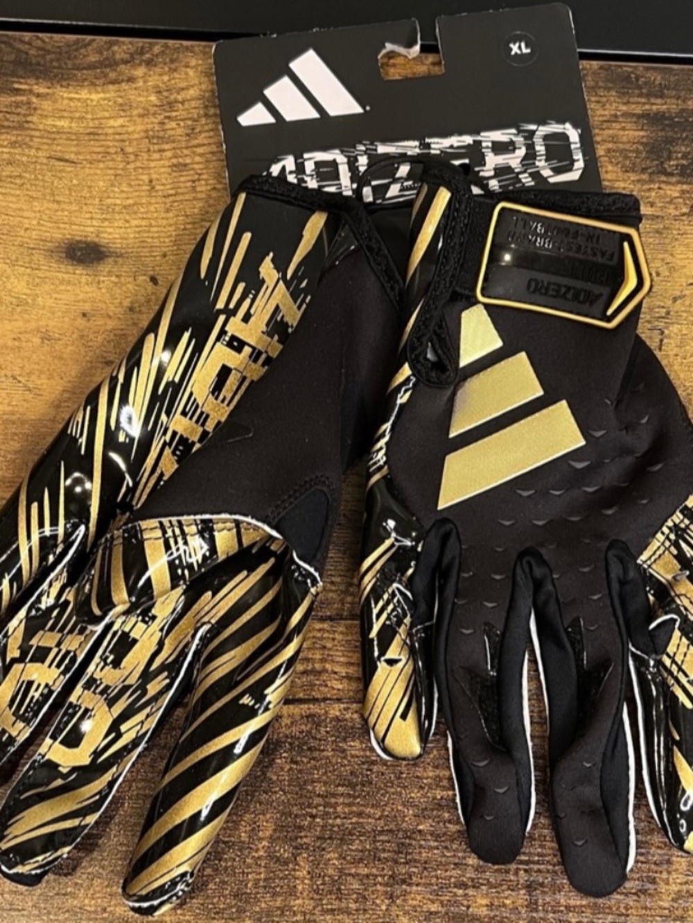 Adidas Adizero 14 Football WR Receiver's Gloves Size XL Black/Gold